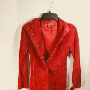 Vintage Arden B 100% Women's Long Sleeve Red Leather Button Jacket Size XS